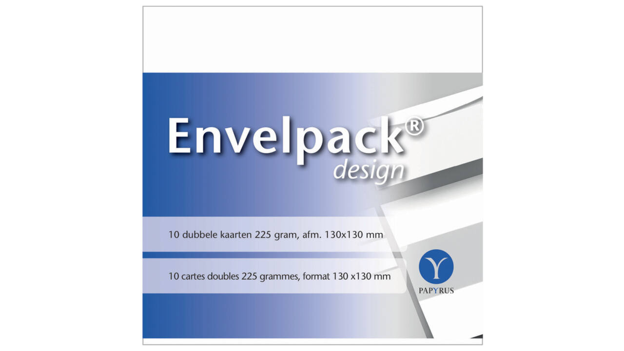Dubbele kaart Papyrus Envelpack Design vierkant 130x130mm wit 894466 set van 10