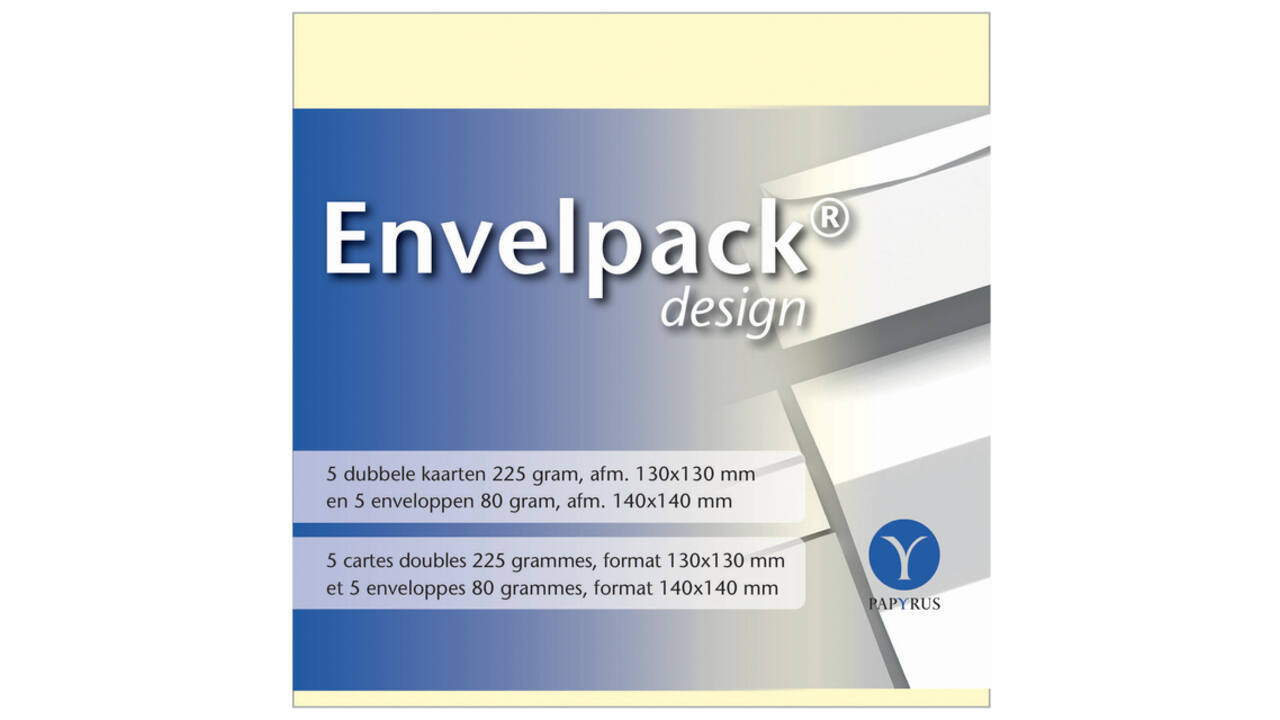 Dubbele kaart Papyrus Envelpack Design vierkant 140x140mm ivoor 894440 set van 5