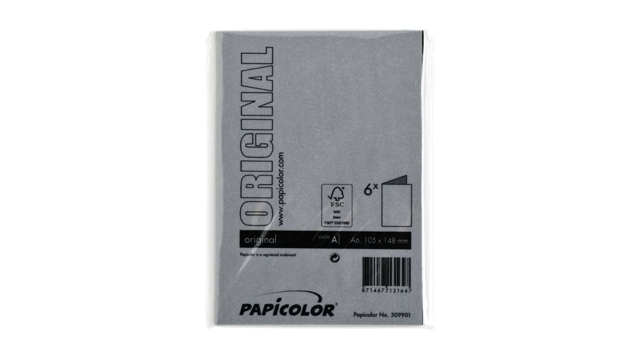 Correspondentiekaart Papicolor dubbel 105x148mm ravenzwart pak à 6 stuks