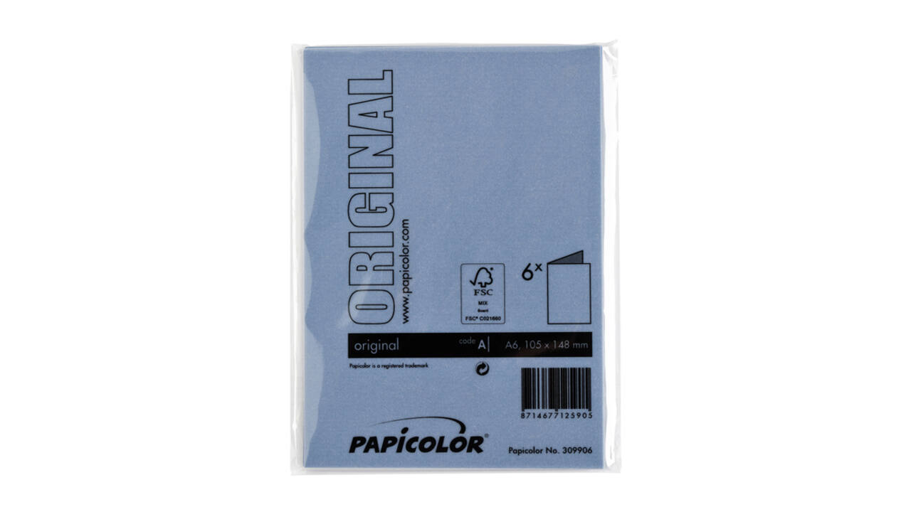 Correspondentiekaart Papicolor dubbel 105x148mm donkerblauw pak à 6 stuks