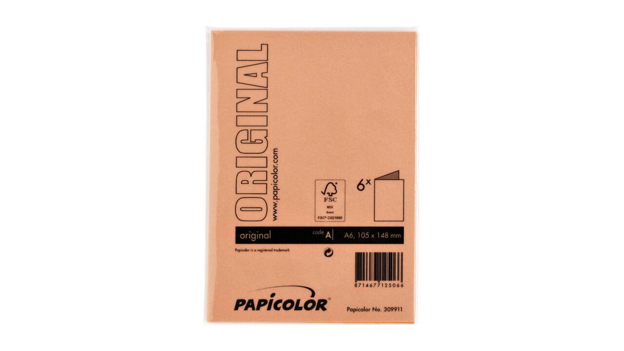 Correspondentiekaart Papicolor dubbel 105x148mm oranje pak à 6 stuks