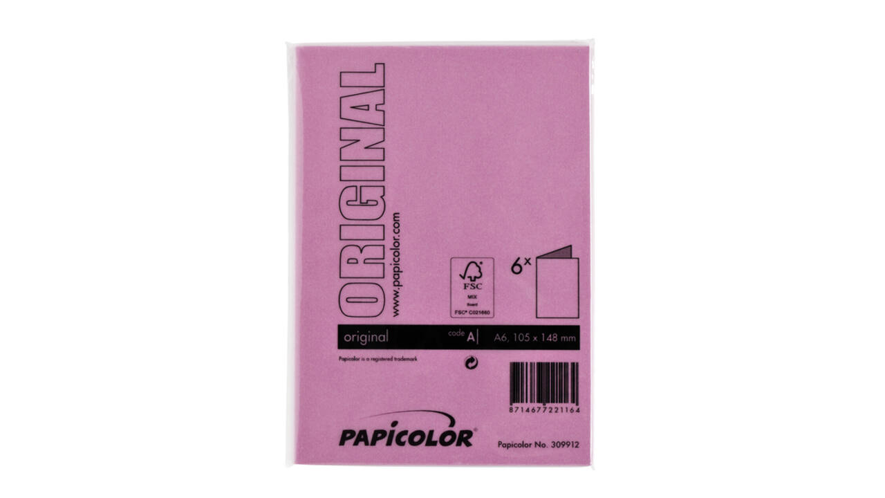 Correspondentiekaart Papicolor dubbel 105x148mm felroze pak à 6 stuks