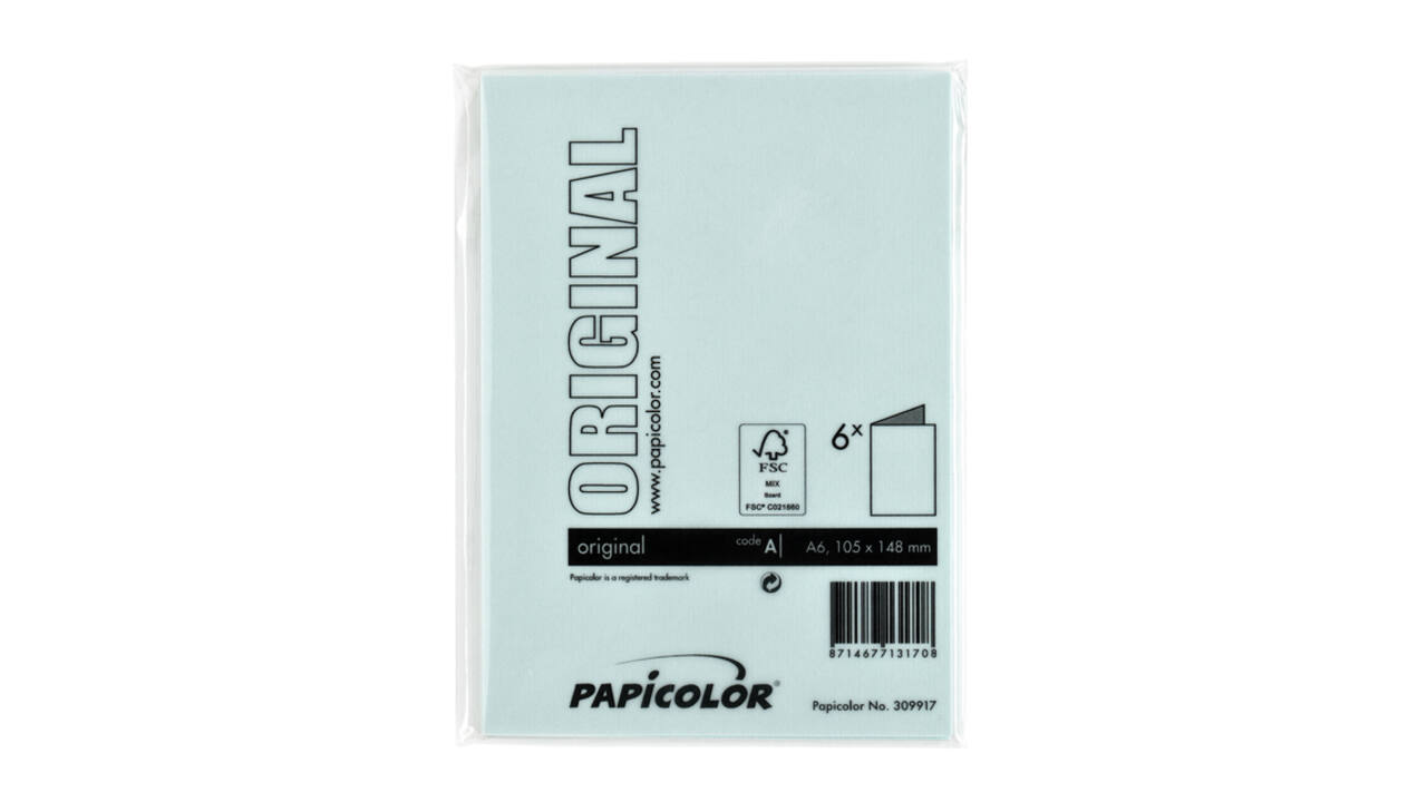 Correspondentiekaart Papicolor dubbel 105x148mm zeegroen pak à 6 stuks