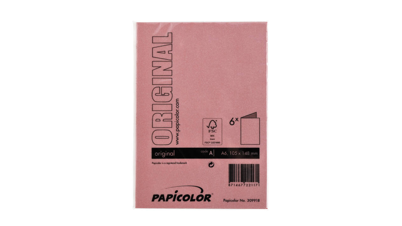 Correspondentiekaart Papicolor dubbel 105x148mm rood pak à 6 stuks
