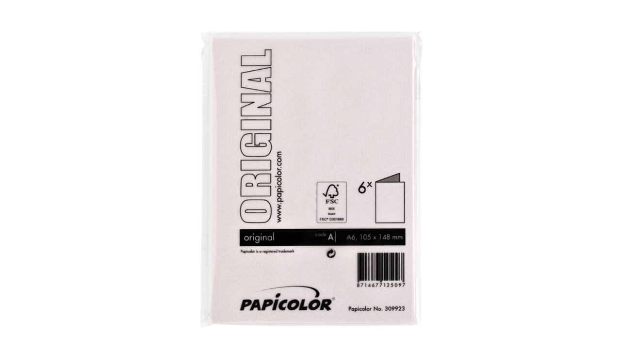 Correspondentiekaart Papicolor dubbel 105x148mm lichtroze pak à 6 stuks