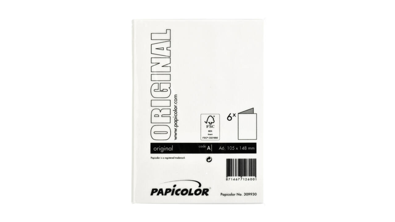 Correspondentiekaart Papicolor dubbel 105x148mm hagelwit pak à 6 stuks