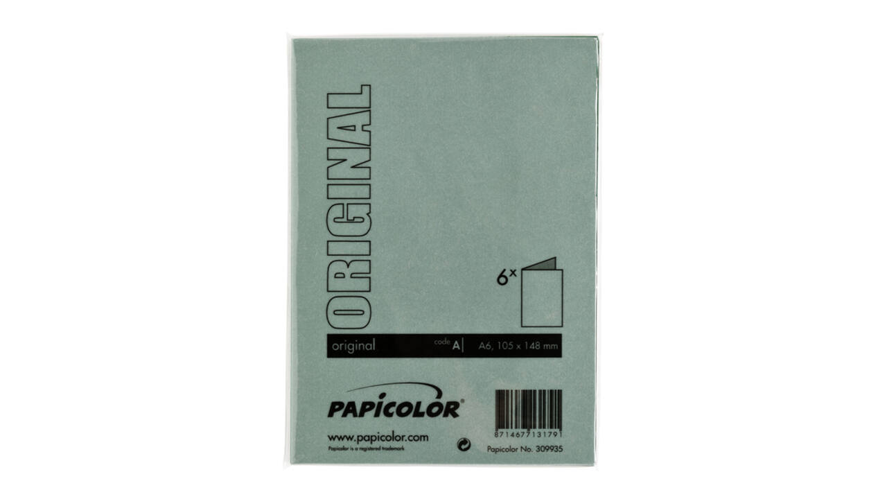 Correspondentiekaart Papicolor dubbel 105x148mm dennengroen pak à 6 stuks