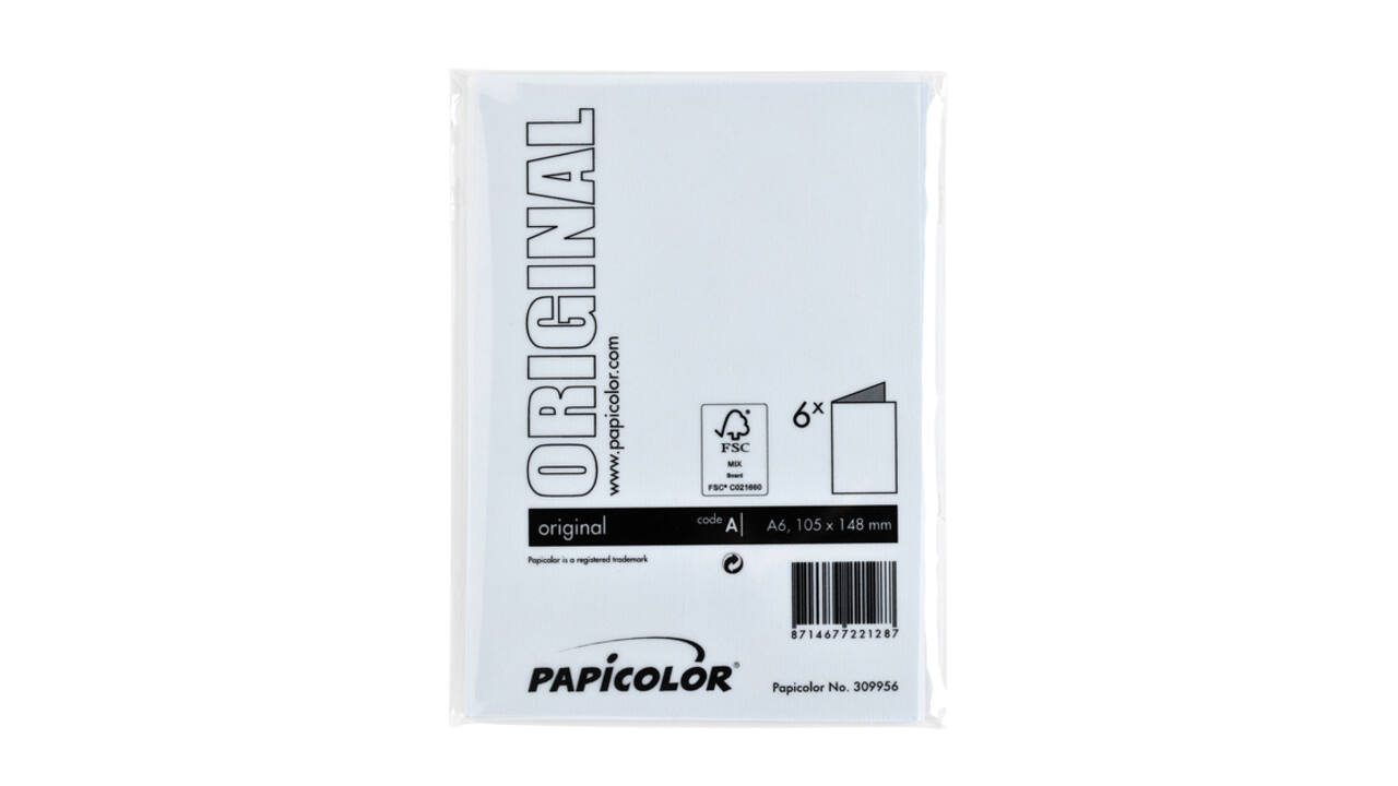 Correspondentiekaart Papicolor dubbel 105x148mm babyblauw pak à 6 stuks