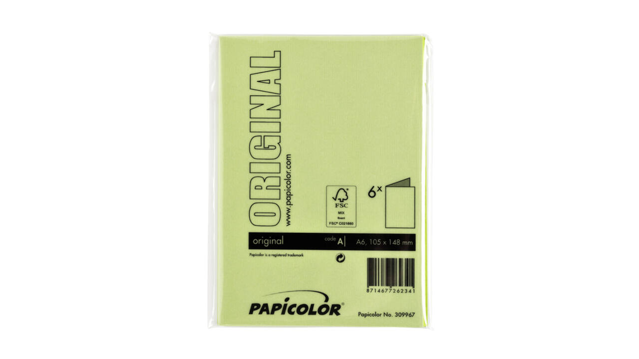 Correspondentiekaart Papicolor dubbel 105x148mm appelgroen pak à 6 stuks