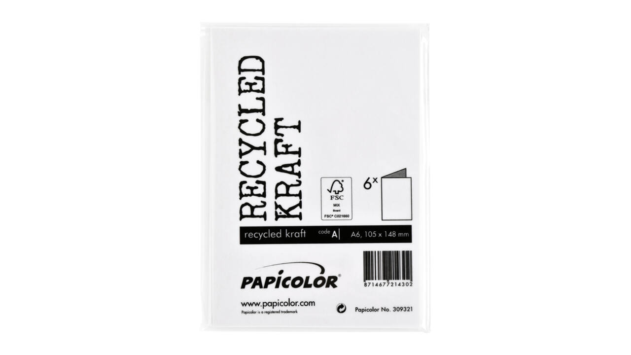 Correspondentiekaart Papicolor dubbel 105x148mm kraft wit pak à 6 stuks
