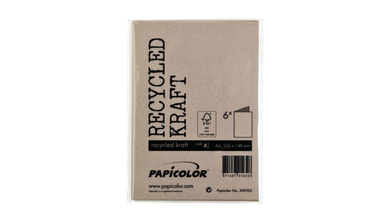 Correspondentiekaart Papicolor dubbel 105x148mm bruin pak à 6 stuks
