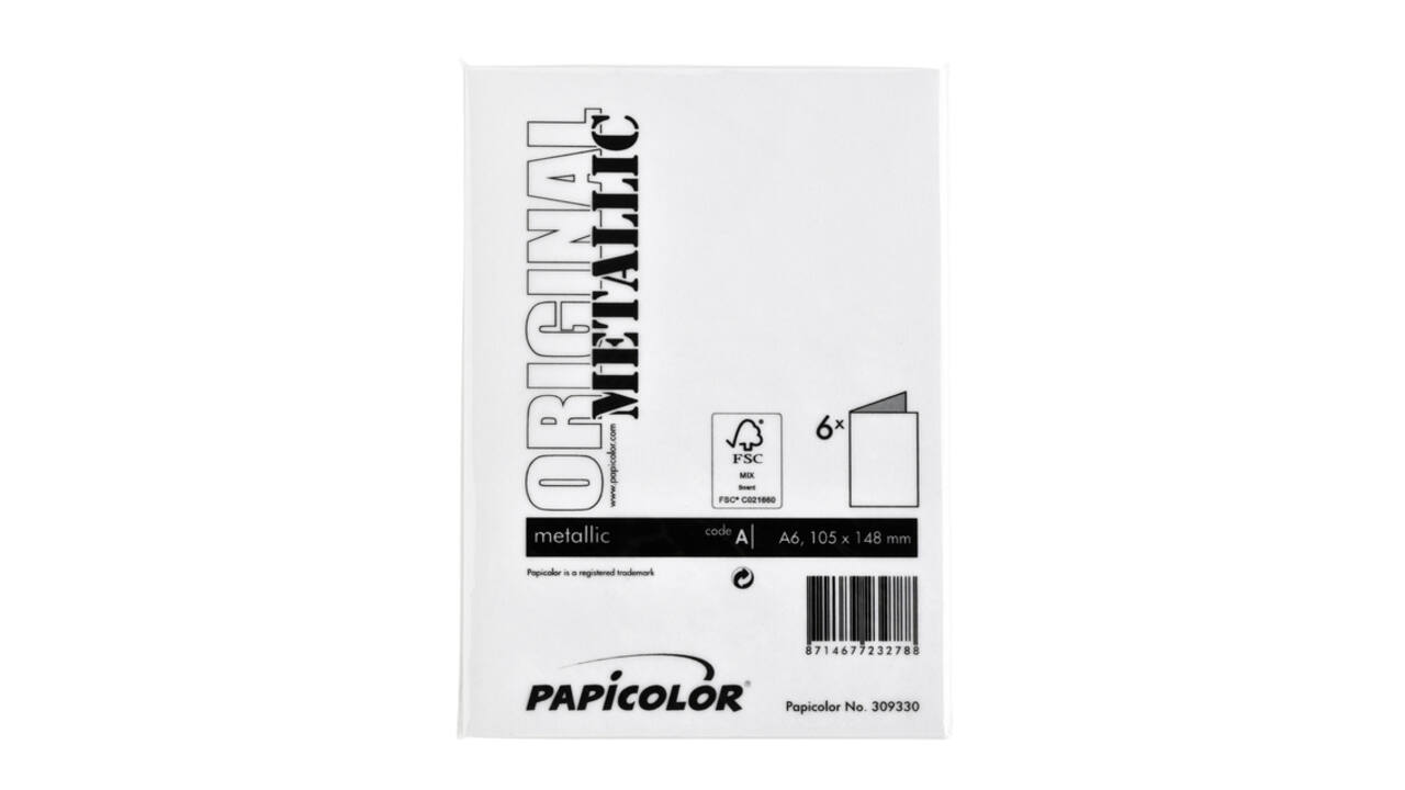 Correspondentiekaart Papicolor dubbel 105x148mm metallic parelwit pak à 6 stuks