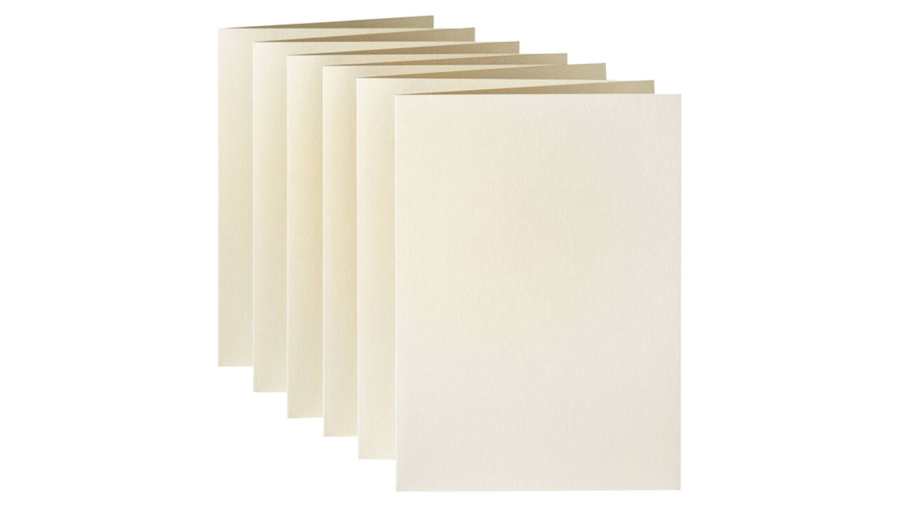 Correspondentiekaart Papicolor dubbel 105x148mm metallic ivoor pak à 6 stuks