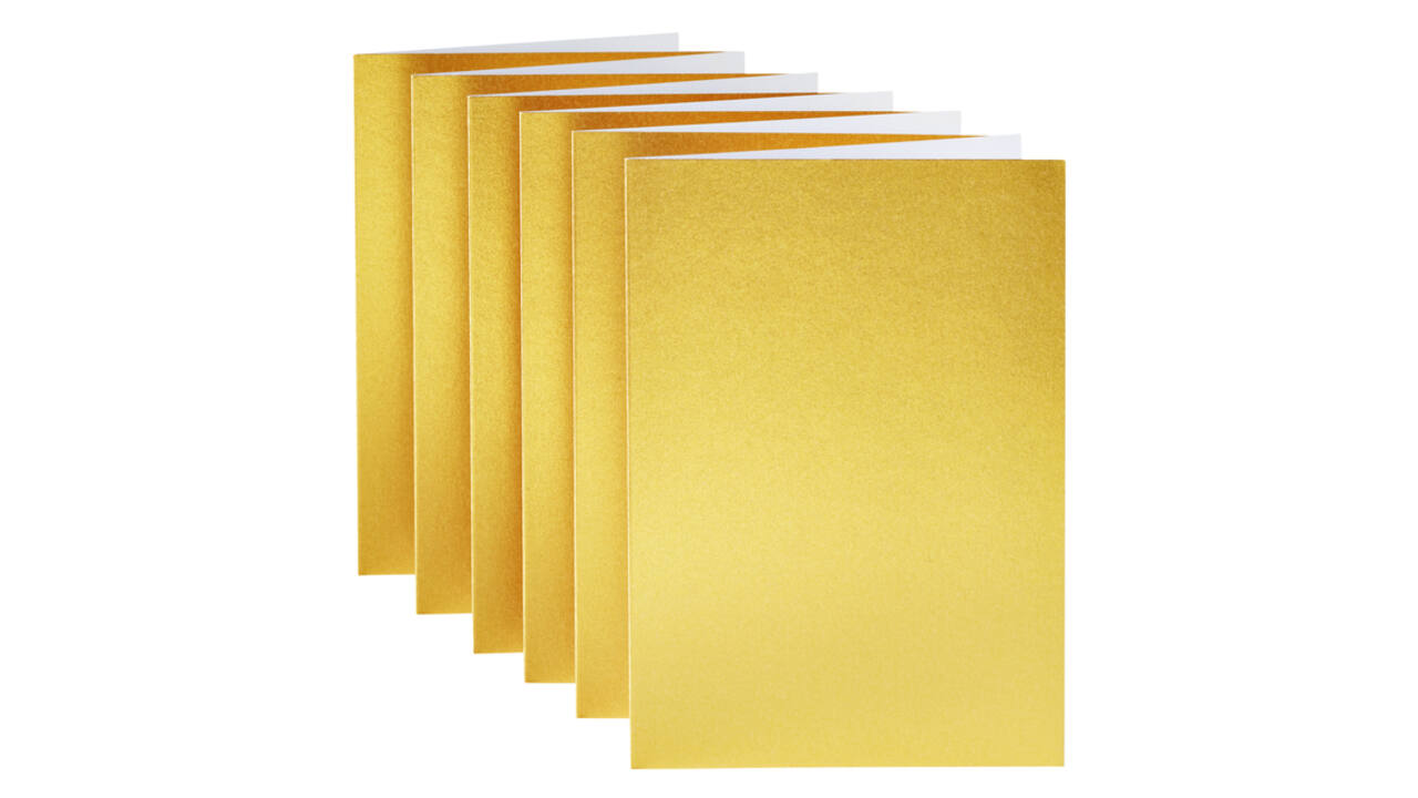 Correspondentiekaart Papicolor dubbel 105x148mm metallic goud pak à 6 stuks