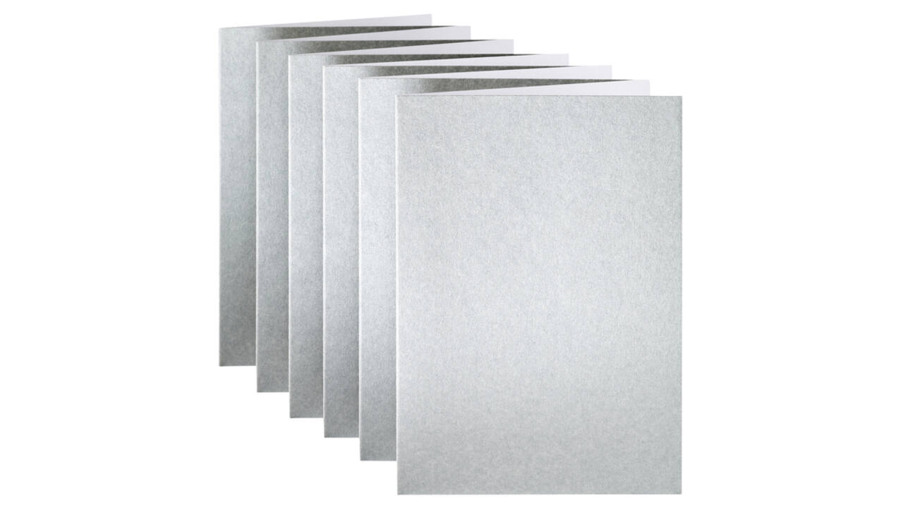 Correspondentiekaart Papicolor dubbel 105x148mm metallic zilver pak à 6 stuks