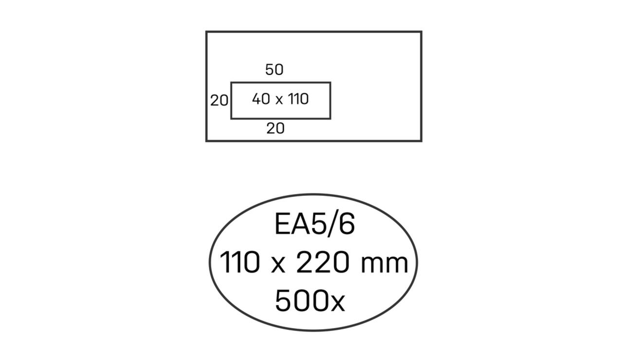 Envelop Hermes EA5/6 110x220mm venster 4x11links zelfklevend 500 stuks