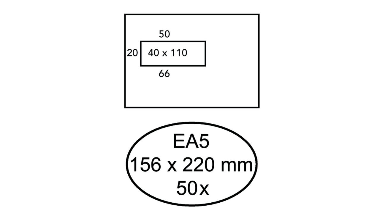 Envelop Hermes EA5 156x220mm venster 4x11links zelfklevend 50 stuks