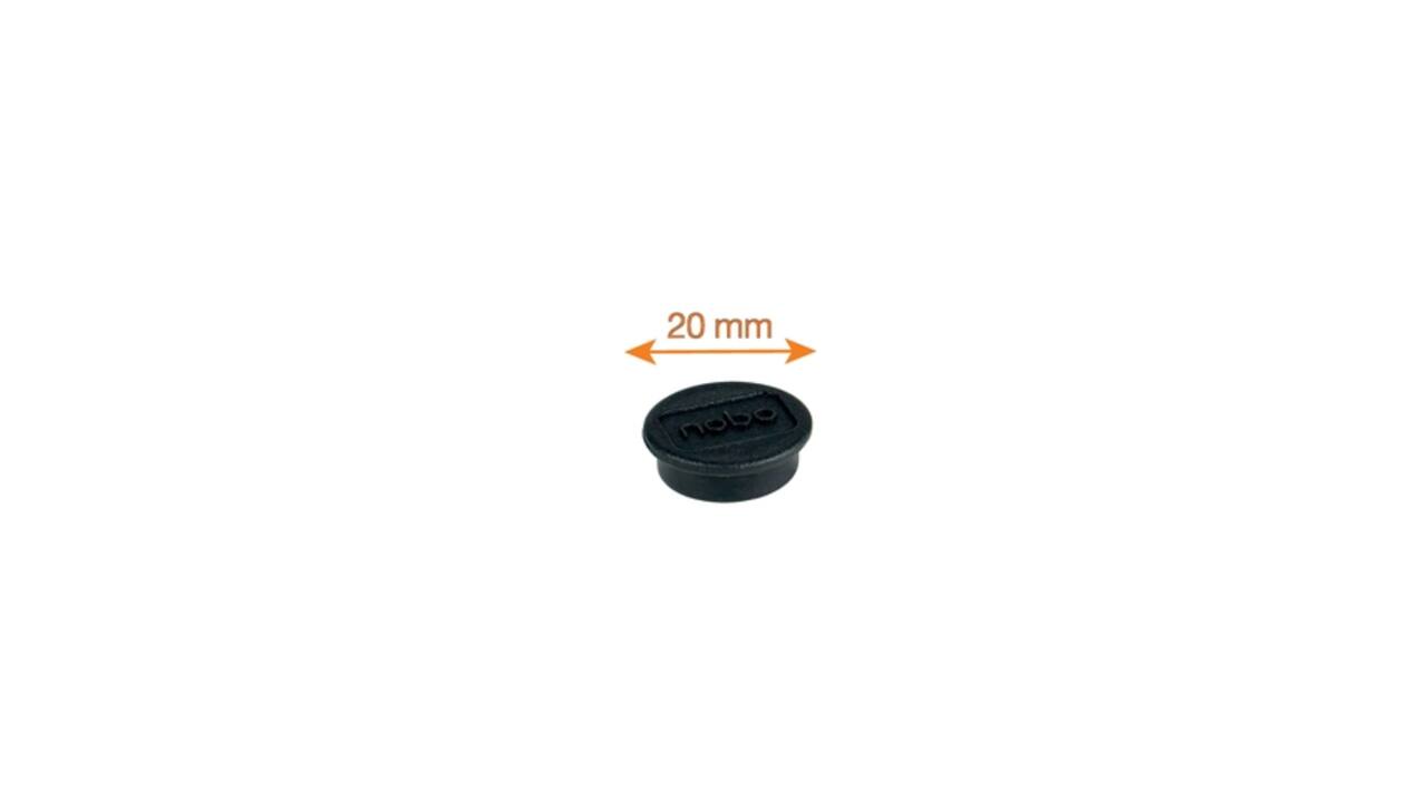 Magneet Nobo 20mm zwart 8 stuks