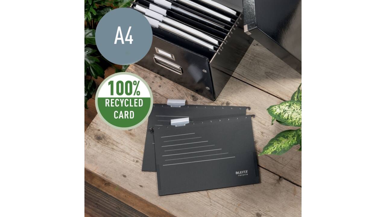 Hangmap Leitz Alpha Recycle A4 verticaal V-bodem zwart