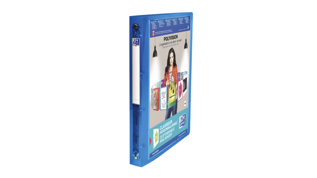 Presentatieringband Oxford Polyvision A4 4-rings O-mech 30mm blauw