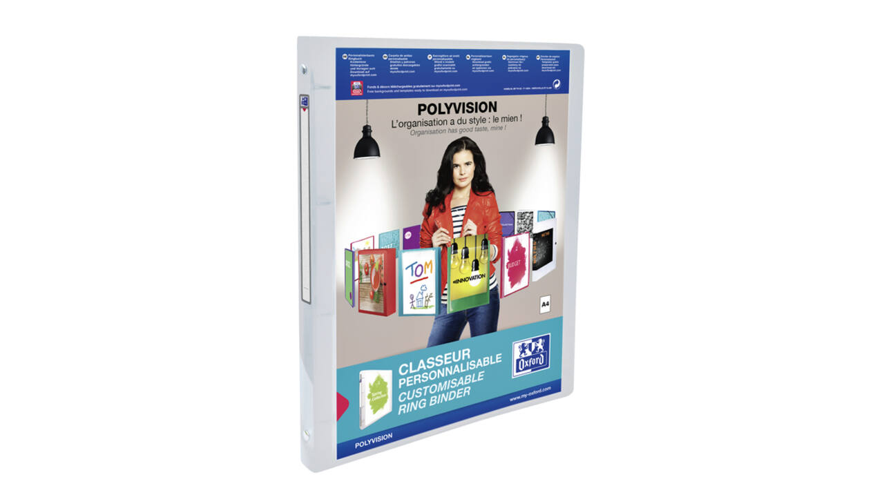 Presentatieringband Oxford Polyvision A4 4-rings O-mech 20mm transparant