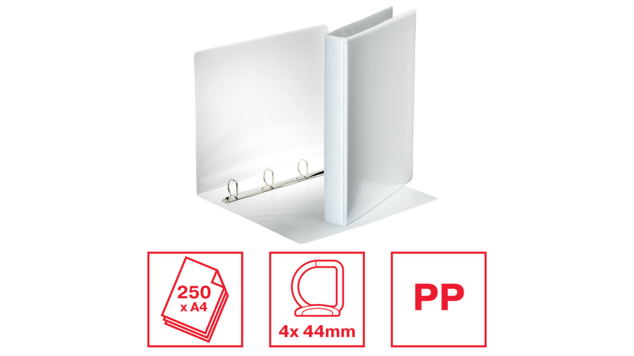 Presentatieringband Esselte Essentials panorama A4 4-rings D-mechaniek 44mm wit