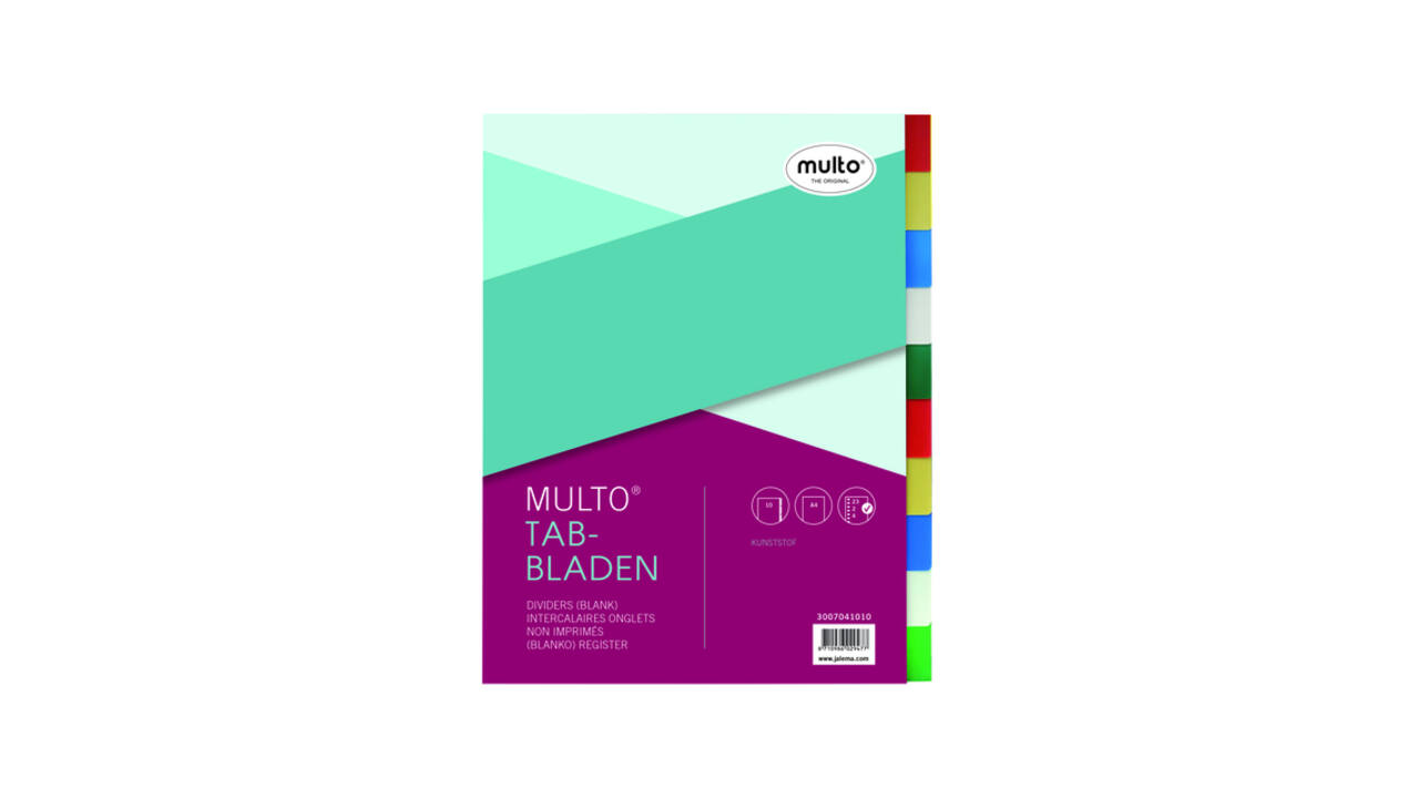 Tabbladen Multo A4 23-gaats 10-delig PP assorti
