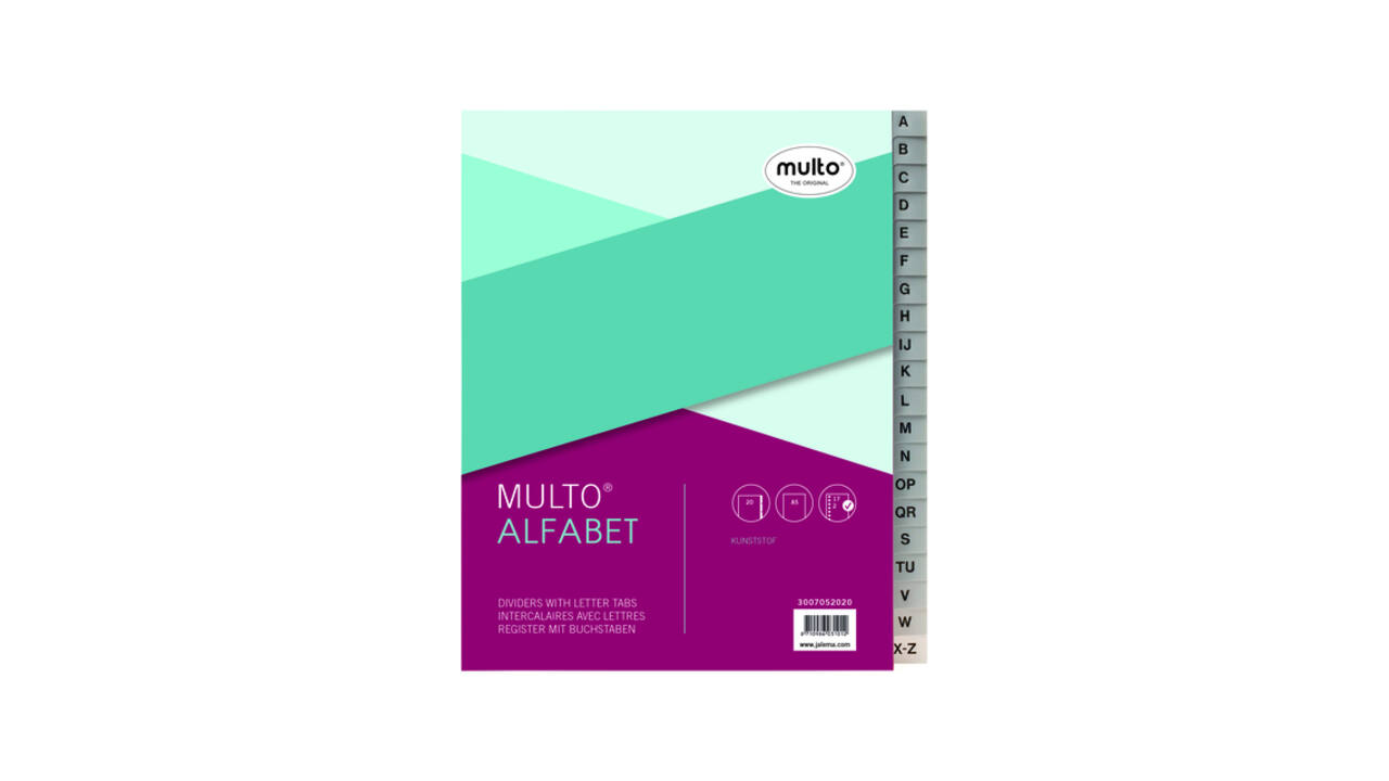 Tabbladen Multo A5 17-gaats alfabet PP grijs