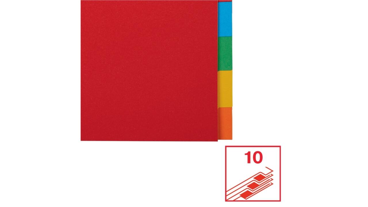 Tabbladen Esselte Economy A4 10-delig karton 11-rings assorti