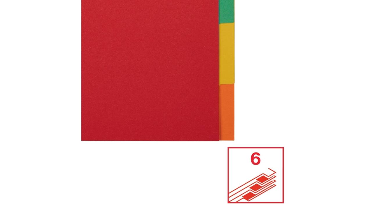 Tabbladen Esselte Economy A4 6-delig  karton 11-rings assorti
