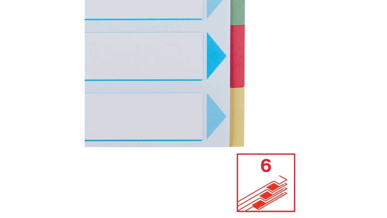 Tabbladen Esselte Premium A4 6-delig karton 23-rings assorti