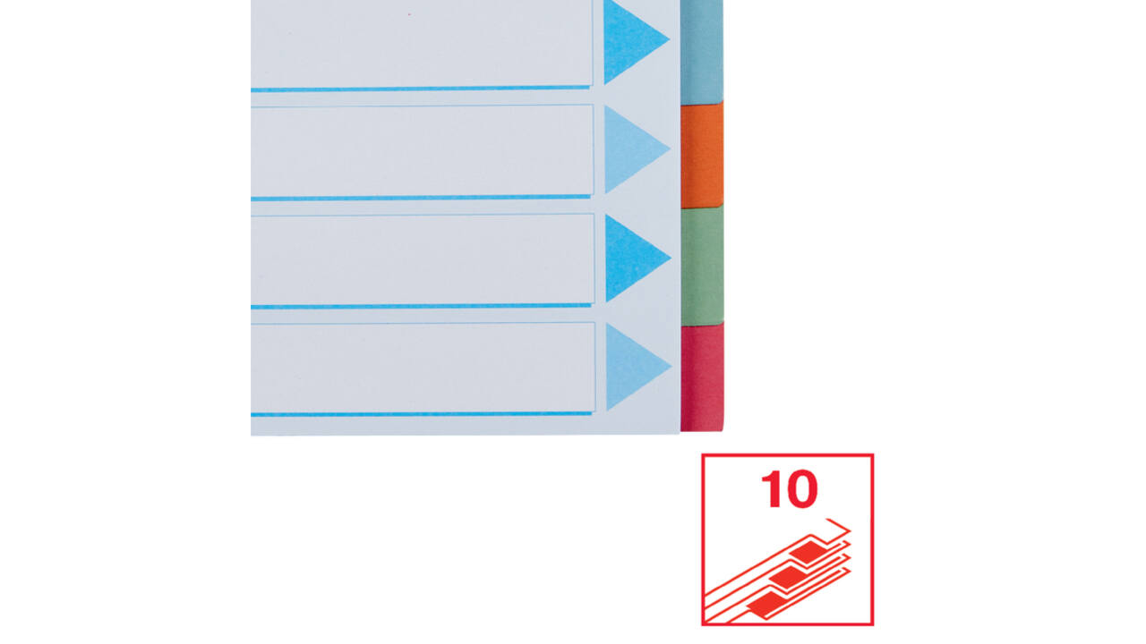 Tabbladen Esselte Premium A4 10-delig karton 23-rings assorti