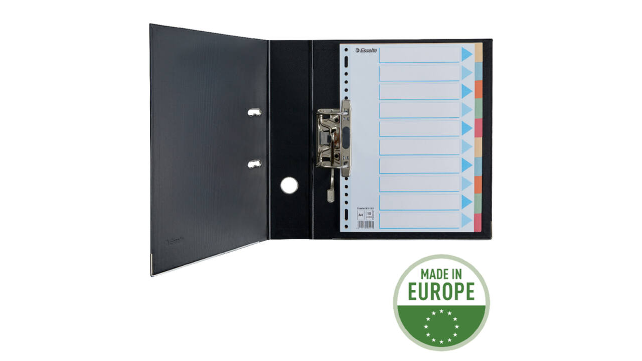 Tabbladen Esselte Premium A4 10-delig karton 23-rings assorti