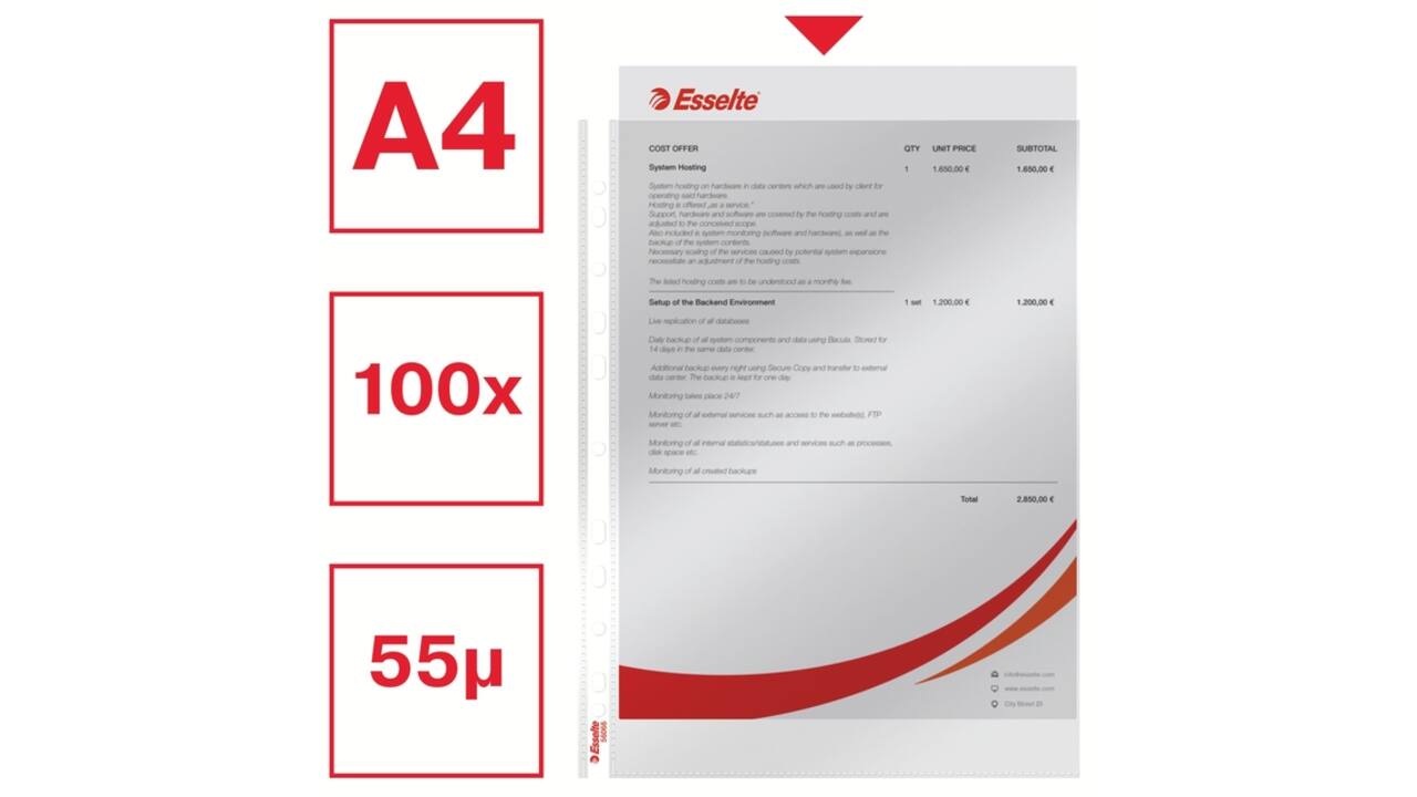 Showtas Esselte copy safe 0.06mm PP A4 glashelder 100 stuks