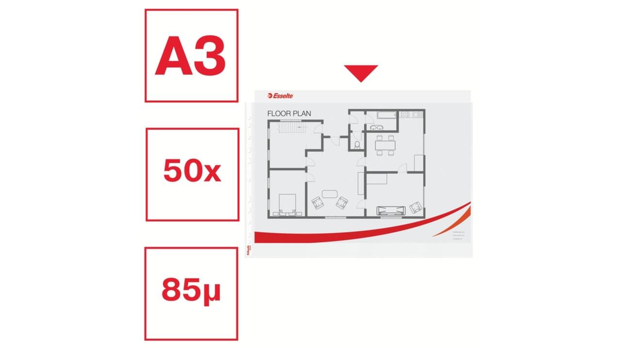 Showtas Esselte PP A3 11-gaats dwars 50 stuks