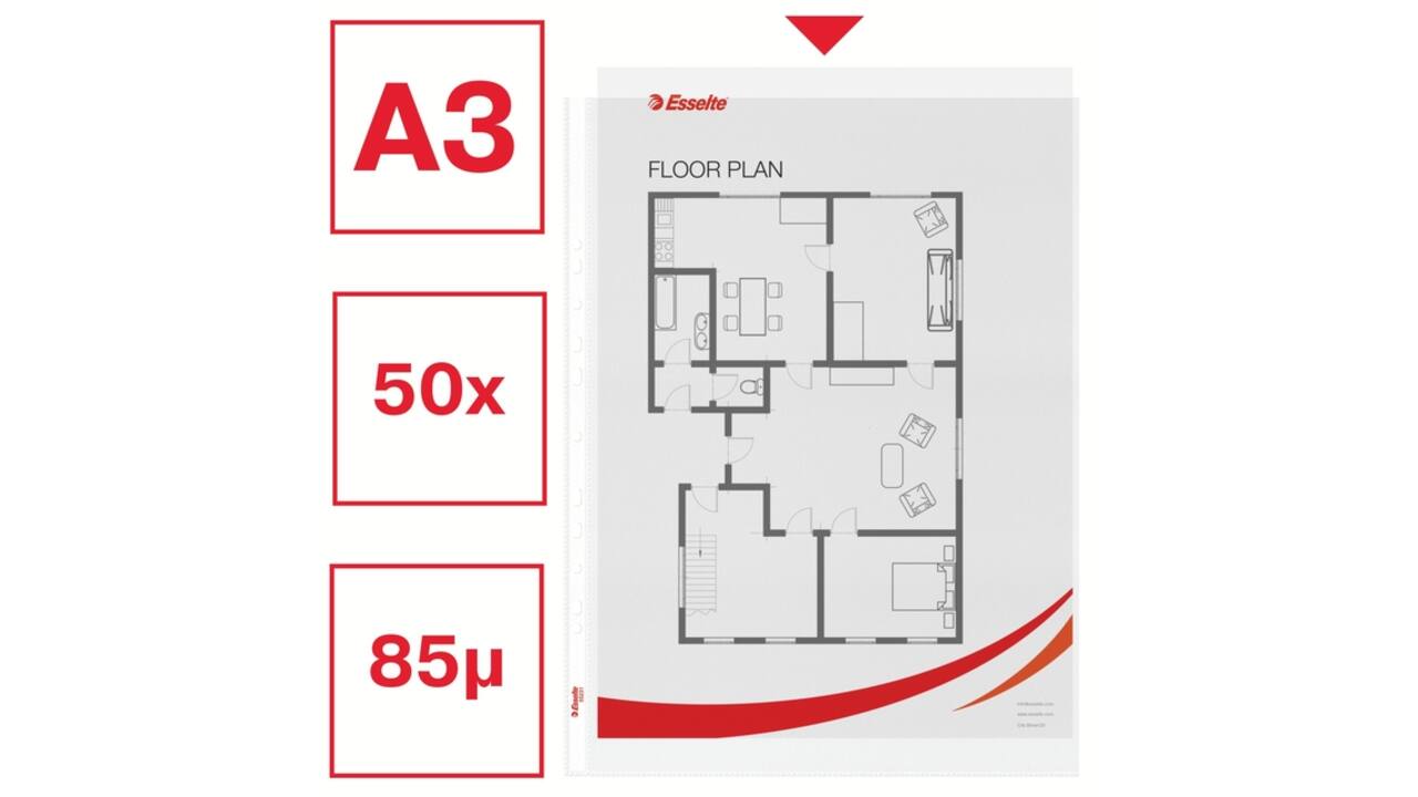 Showtas Esselte PP A3 recht 50 stuks