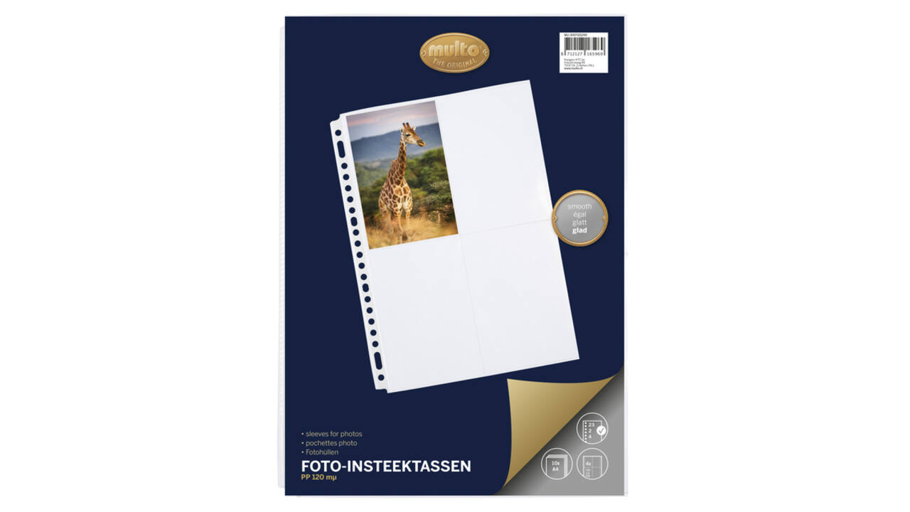 Fototas Multo A4 23-gaats 4-vaks 10X15cm PP transparant 10 stuks
