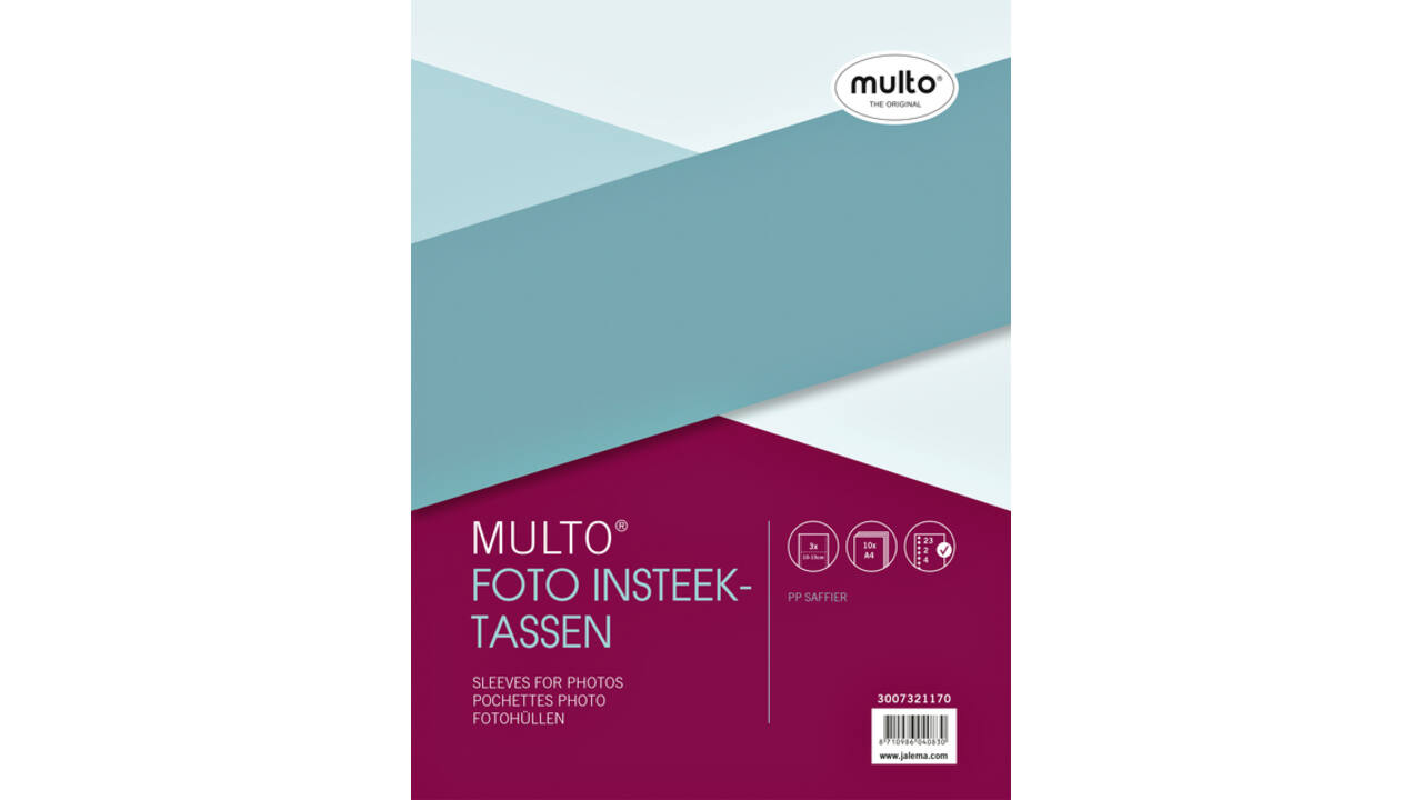 Fototas Multo A4 23-gaats 3-vaks 10x15cm + schrijfstrook PP transparant 10 stuks