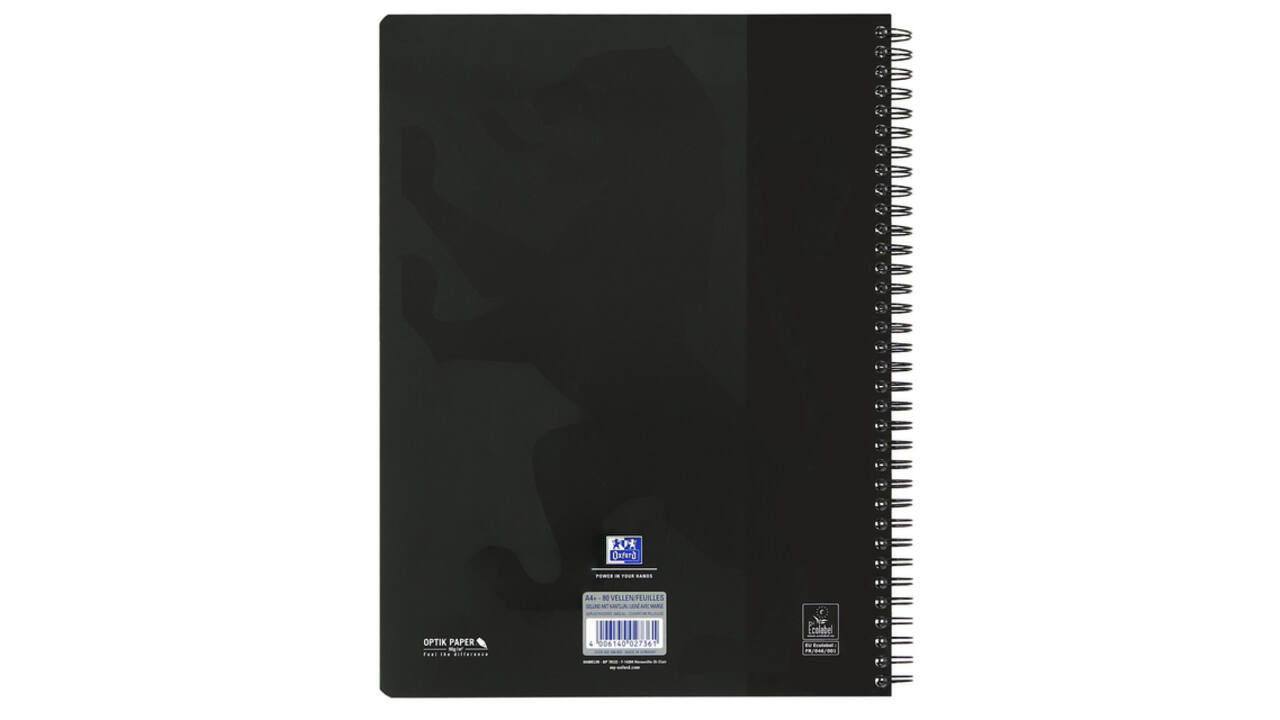 Collegeblok Oxford School A4+ lijn 23-gaats 160 pagina's 80gr zwart