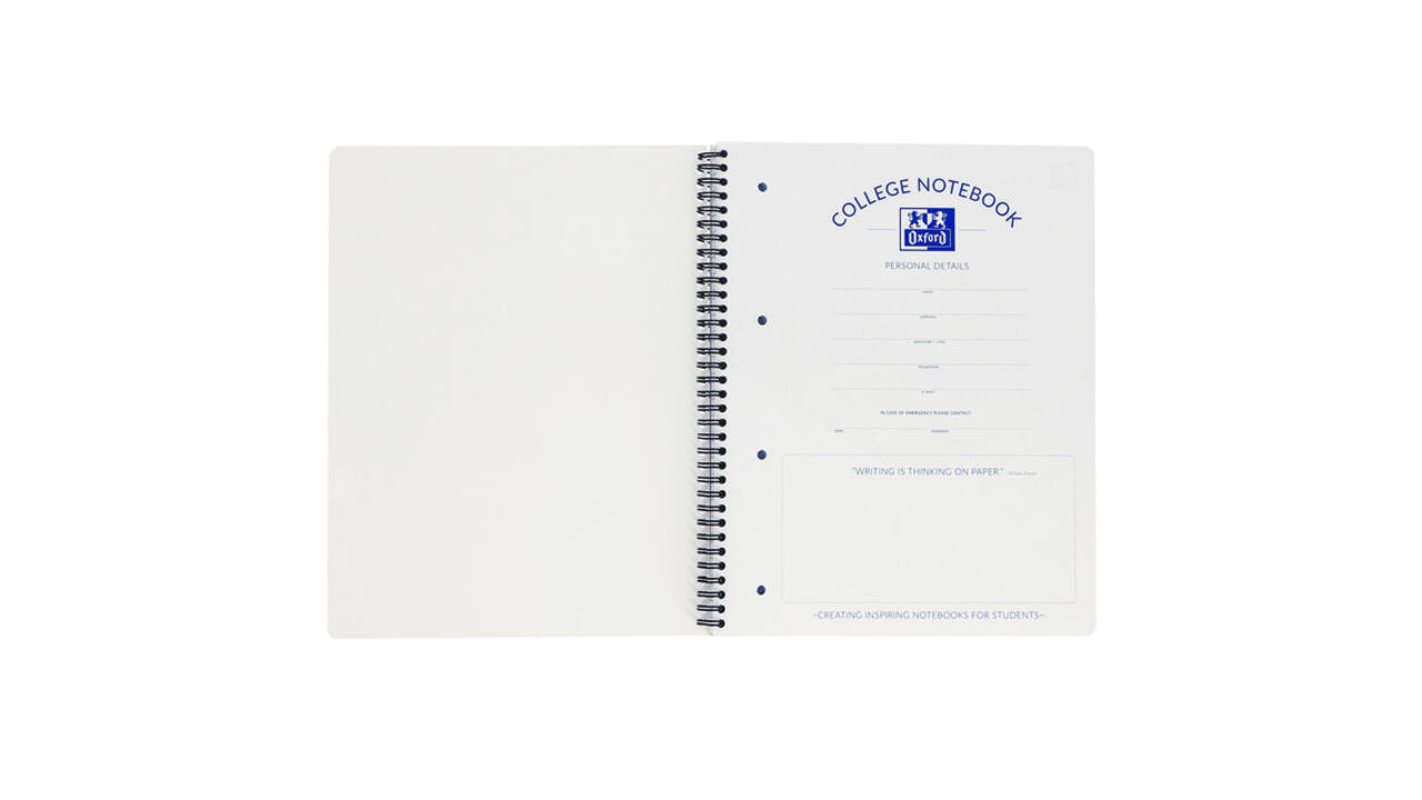 Collegeblok Oxford A4+ ruit 5x5mm 4-gaats 180 pagina's 80gr zwart