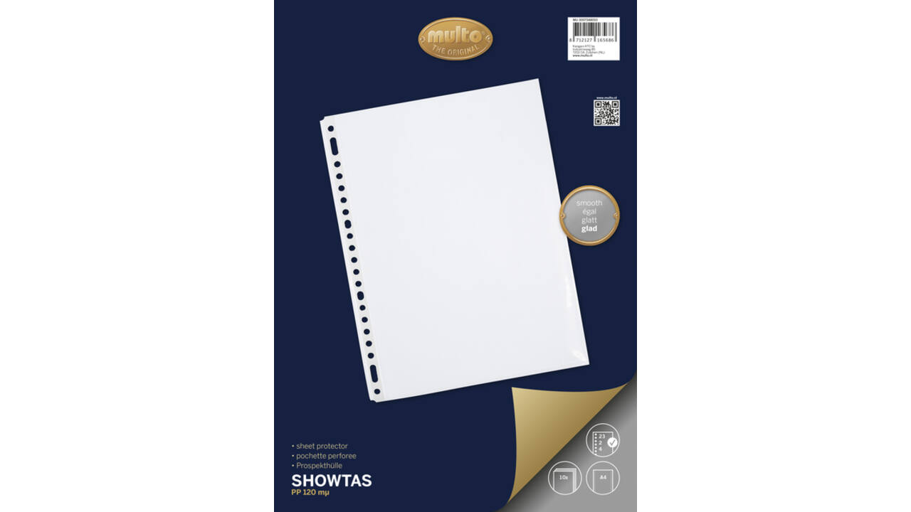 Showtas Multo A4 23-gaats PP 120 micron glad 10 stuks
