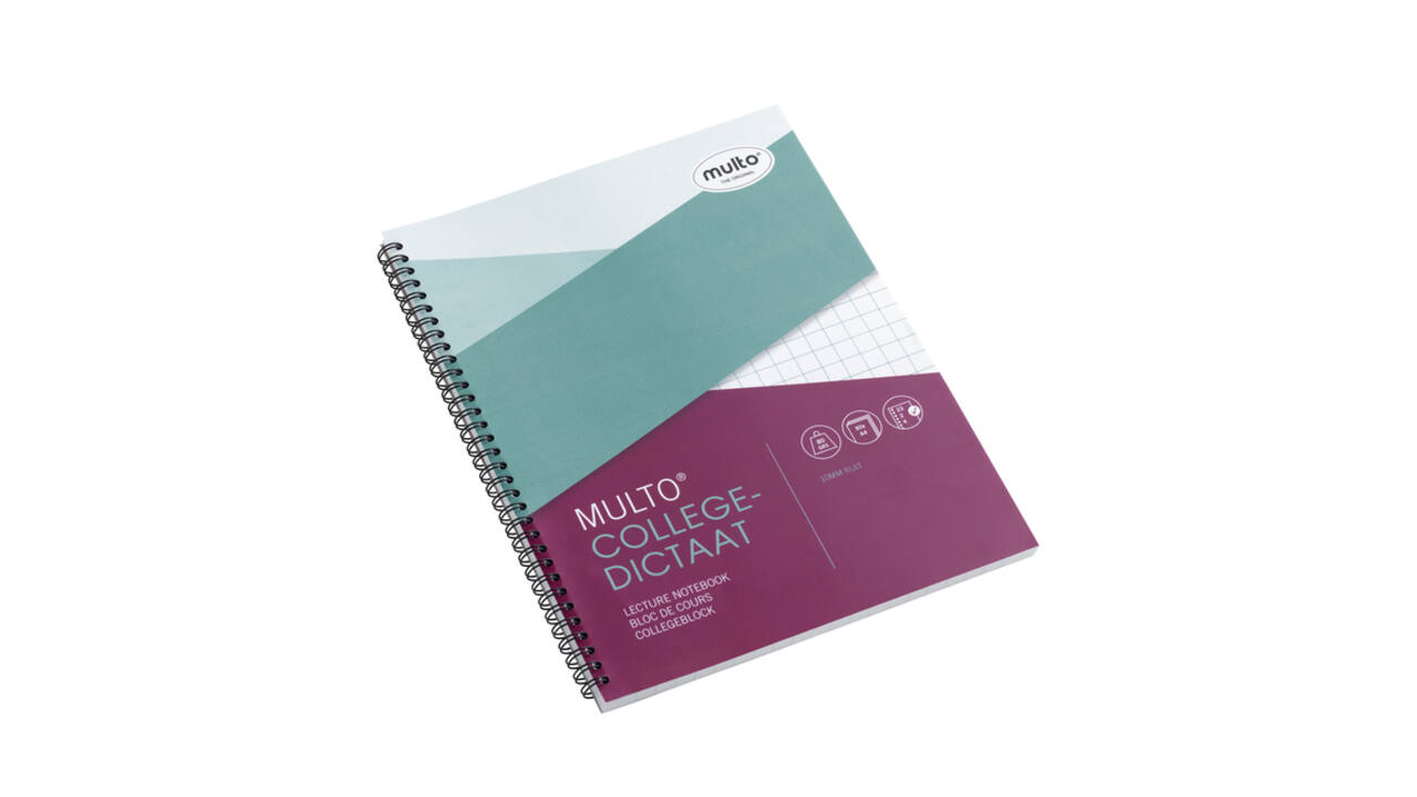 Collegeblok Multo A4 ruit 10x10mm 23-gaats 160 pagina's 80gr wit