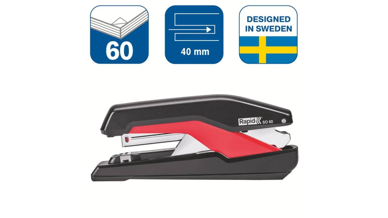 Bureaunietmachine Rapid Supreme fullstrip S1O60 60 vel zwart/rood