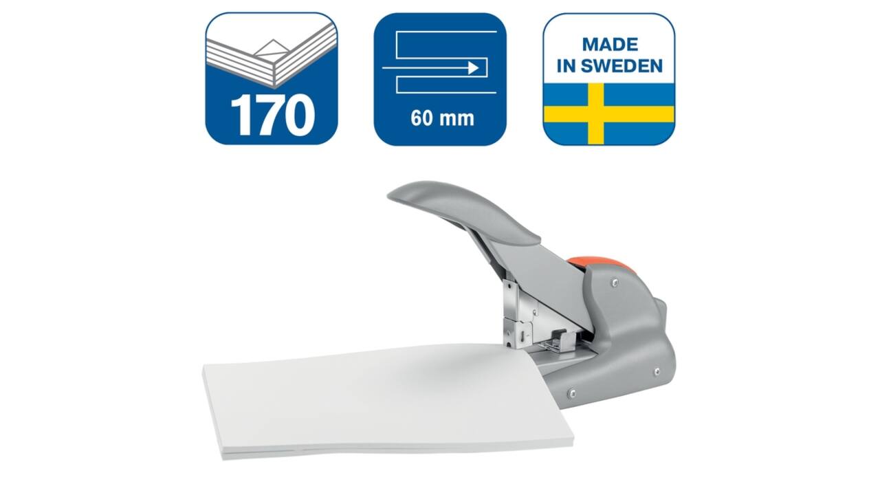 Nietmachine Rapid Supreme duax heavy duty 170 vel zilver/oranje