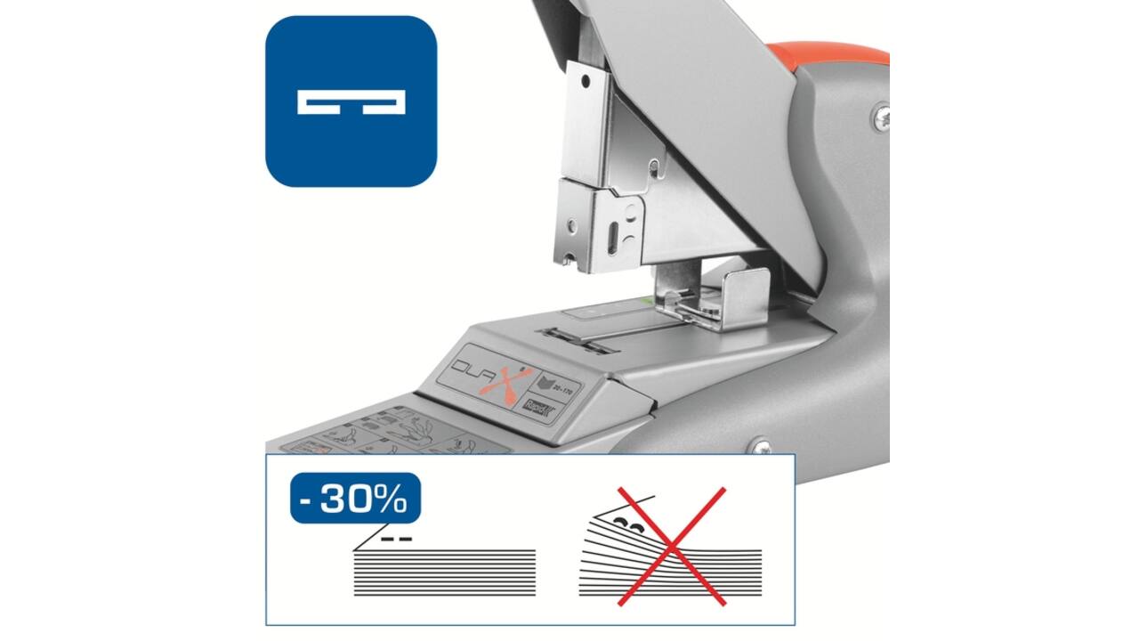 Nietmachine Rapid Supreme duax heavy duty 170 vel zilver/oranje