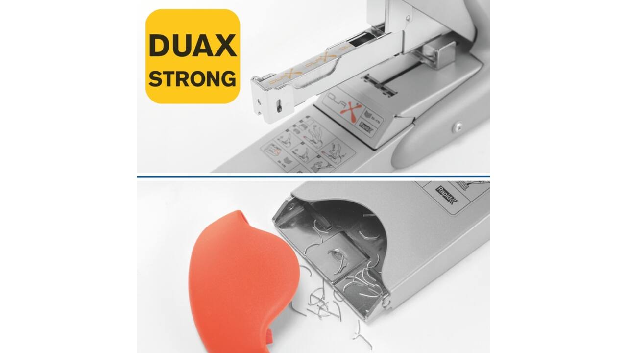 Nietmachine Rapid Supreme duax heavy duty 170 vel zilver/oranje