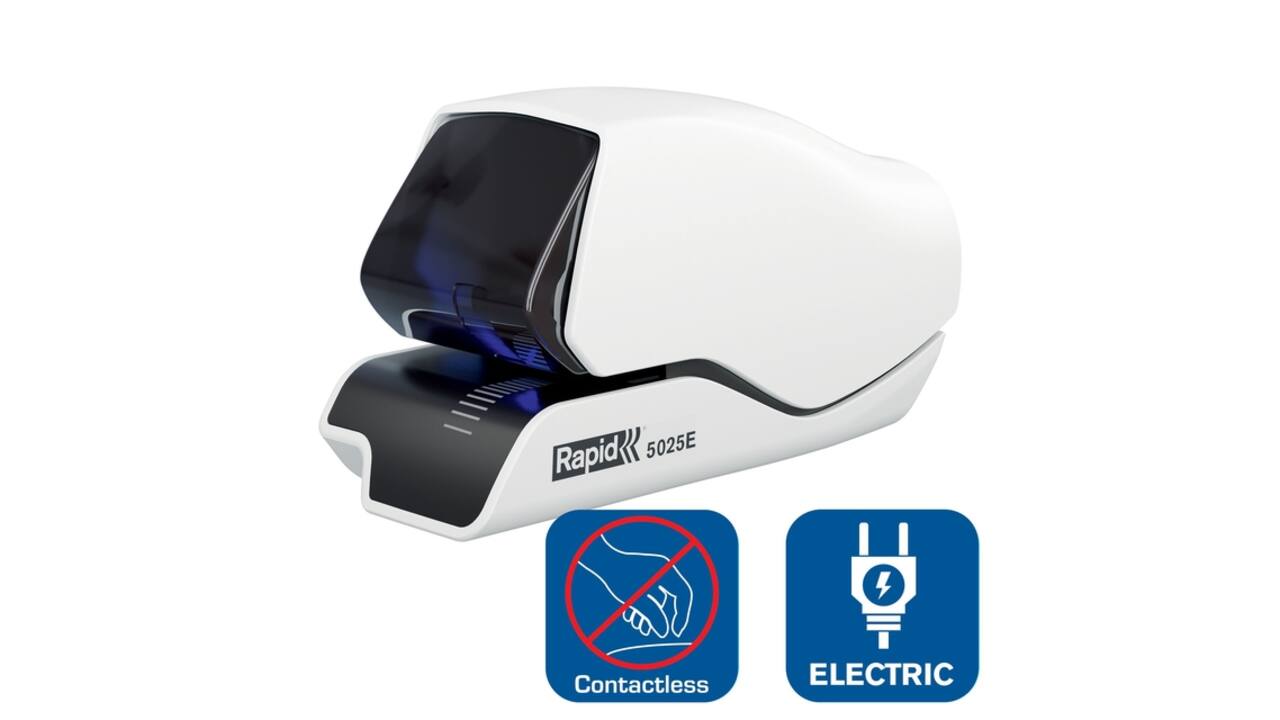 Nietmachine Rapid Supreme contactloos elektrisch 5025e 25 vel wit