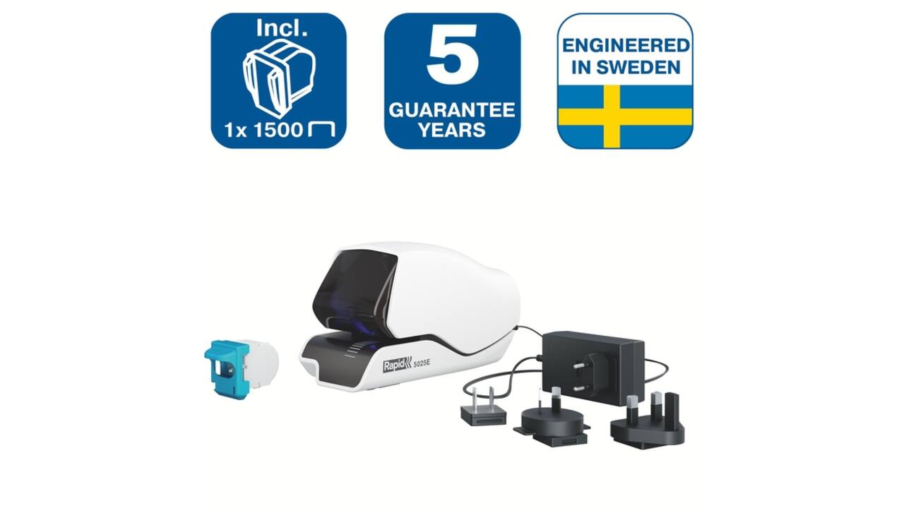 Nietmachine Rapid Supreme contactloos elektrisch 5025e 25 vel wit