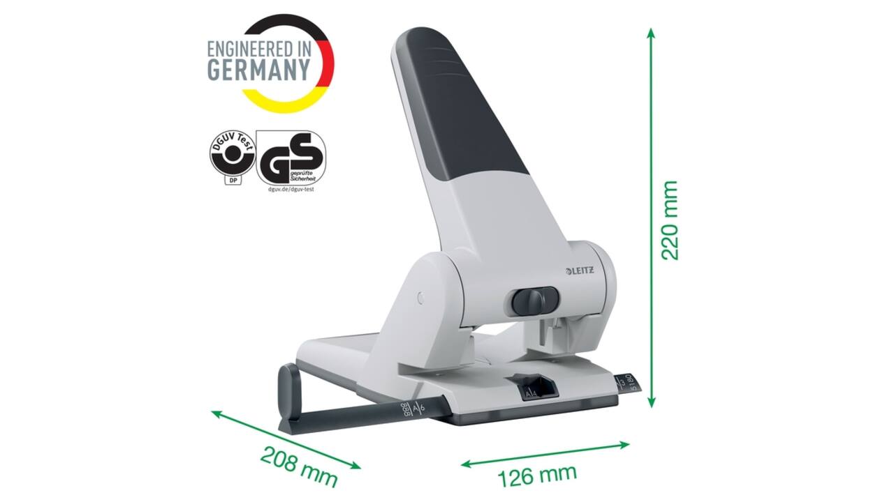 Perforator Leitz 5180 heavy duty 65 vel zilver