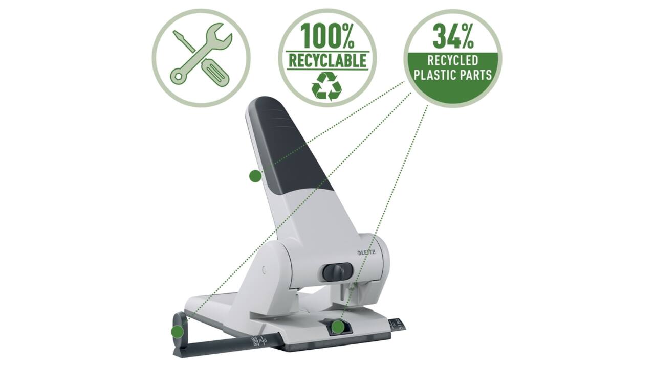 Perforator Leitz 5180 heavy duty 65 vel zilver